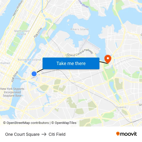 One Court Square to Citi Field map