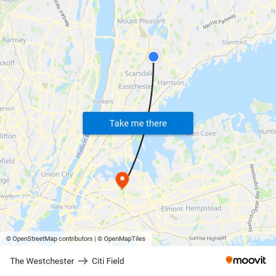 The Westchester to Citi Field map