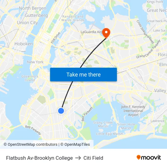 Flatbush Av-Brooklyn College to Citi Field map
