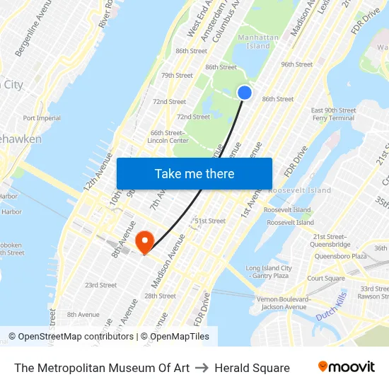 The Metropolitan Museum Of Art to Herald Square map