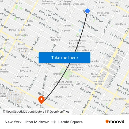 New York Hilton Midtown to Herald Square map