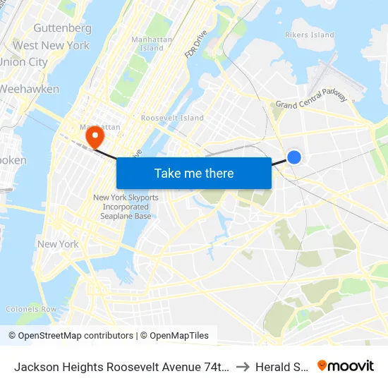 Jackson Heights Roosevelt Avenue 74th Street Station to Herald Square map