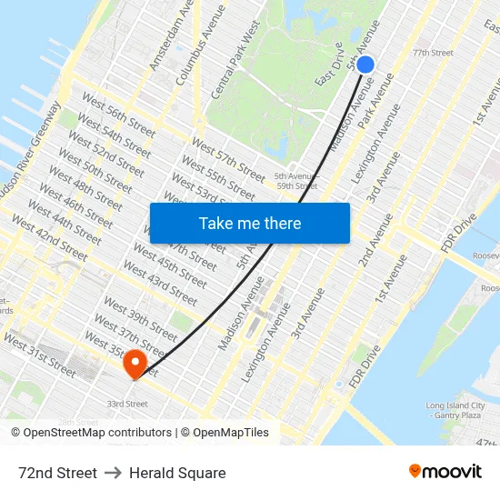72nd Street to Herald Square map