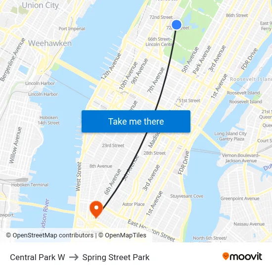 Central Park W to Spring Street Park map