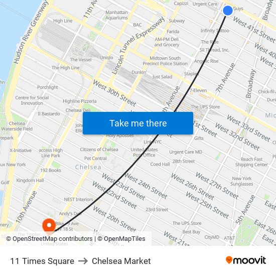 11 Times Square to Chelsea Market map