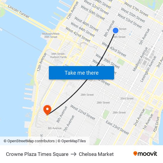 Crowne Plaza Times Square to Chelsea Market map