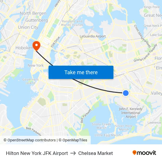 Hilton New York JFK Airport to Chelsea Market map