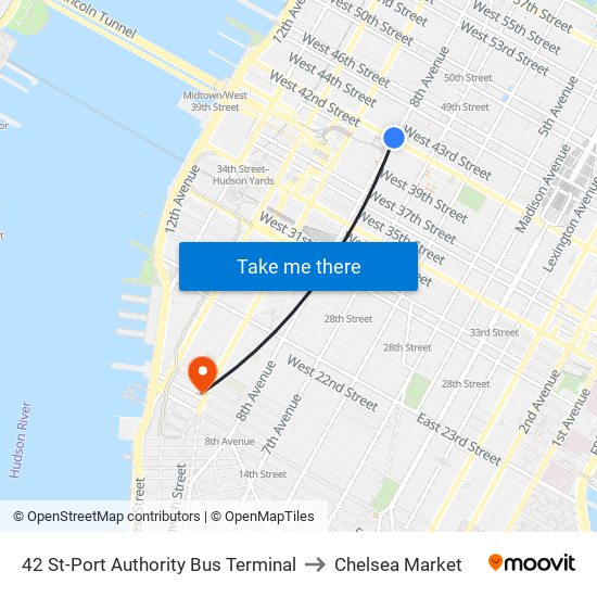 42 St-Port Authority Bus Terminal to Chelsea Market map