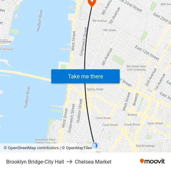 Brooklyn Bridge-City Hall to Chelsea Market map