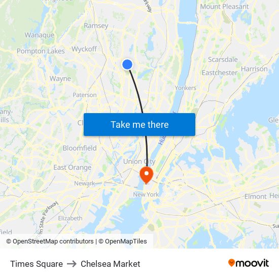 Times Square to Chelsea Market map