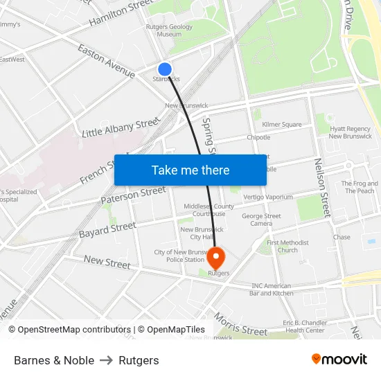Rutgers University Bookstore to Rutgers map