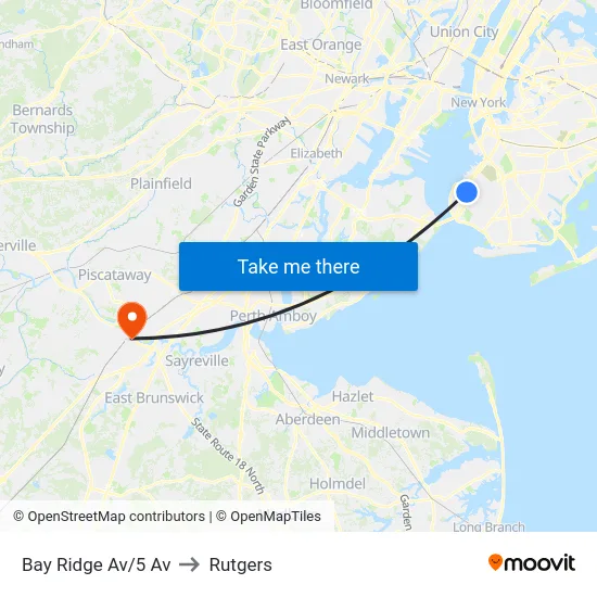 Bay Ridge Av/5 Av to Rutgers map