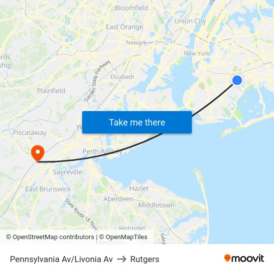 Pennsylvania Av/Livonia Av to Rutgers map