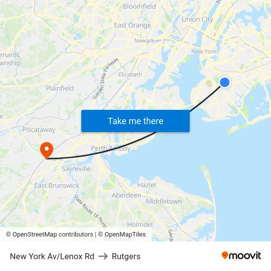 New York Av/Lenox Rd to Rutgers map