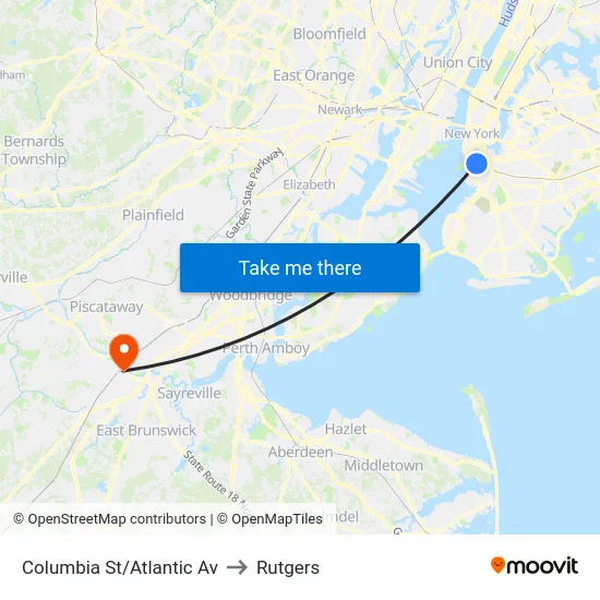Columbia St/Atlantic Av to Rutgers map