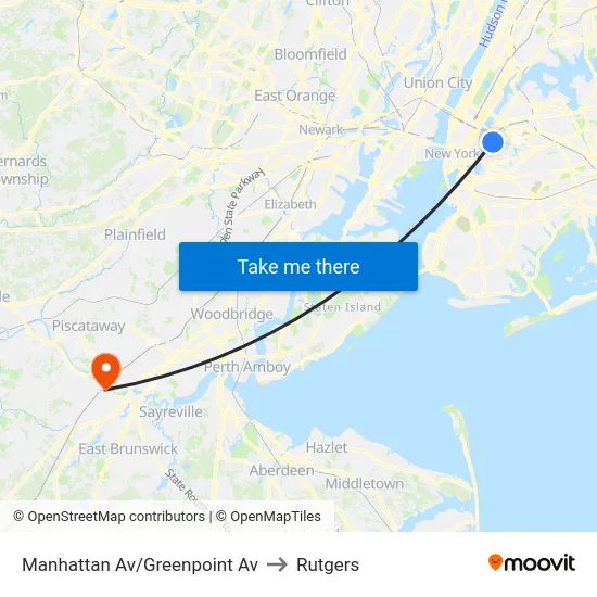 Manhattan Av/Greenpoint Av to Rutgers map