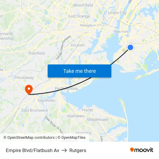 Empire Blvd/Flatbush Av to Rutgers map