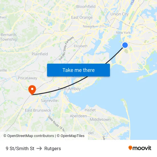 9 St/Smith St to Rutgers map