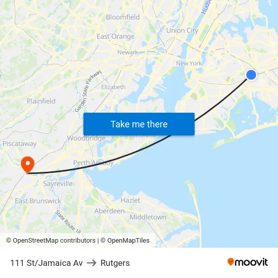 111 St/Jamaica Av to Rutgers map