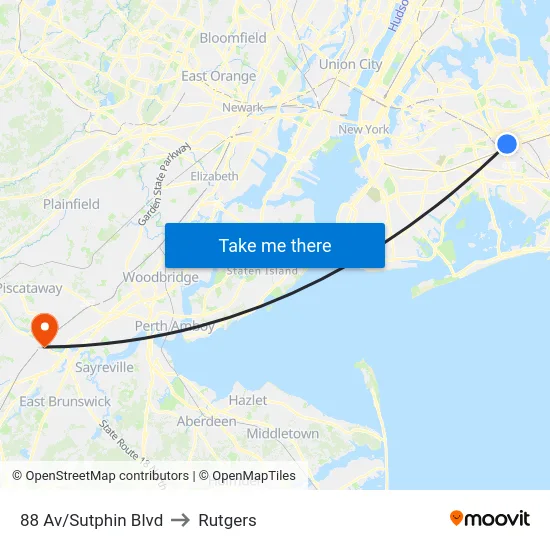 88 Av/Sutphin Blvd to Rutgers map
