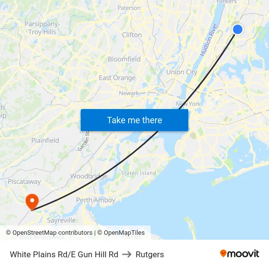 White Plains Rd/E Gun Hill Rd to Rutgers map