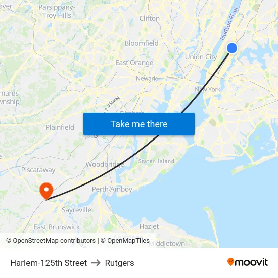 Harlem-125th Street to Rutgers map
