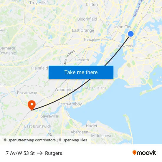 7 Av/W 53 St to Rutgers map
