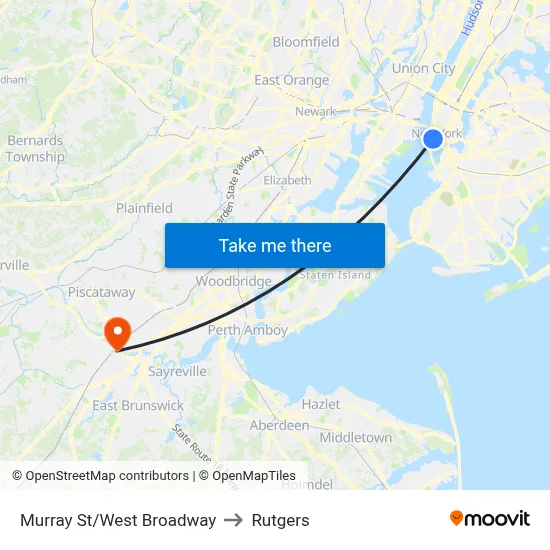 Murray St/West Broadway to Rutgers map