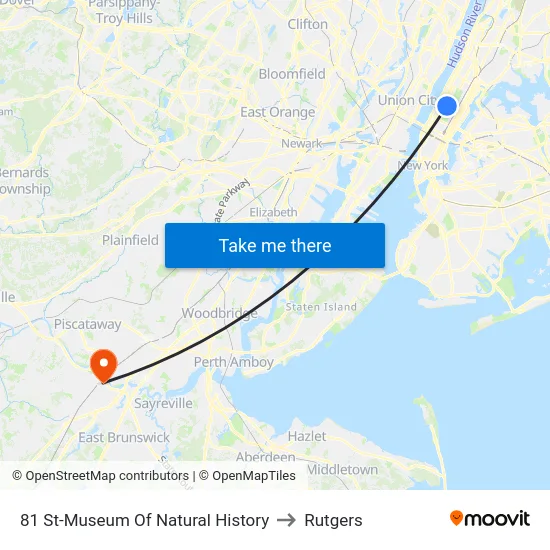 81 St-Museum Of Natural History to Rutgers map