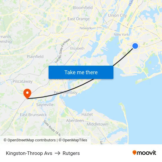 Kingston-Throop Avs to Rutgers map