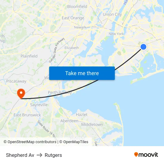 Shepherd Av to Rutgers map