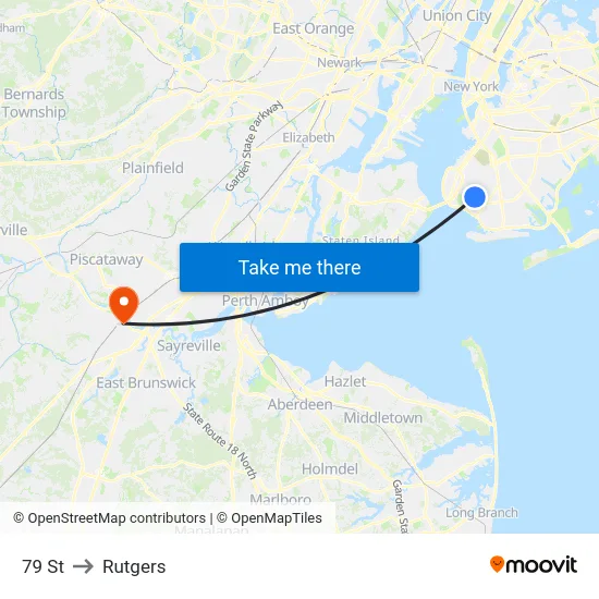 79 St to Rutgers map