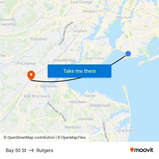 Bay 50 St to Rutgers map