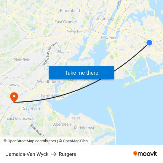 Jamaica-Van Wyck to Rutgers map