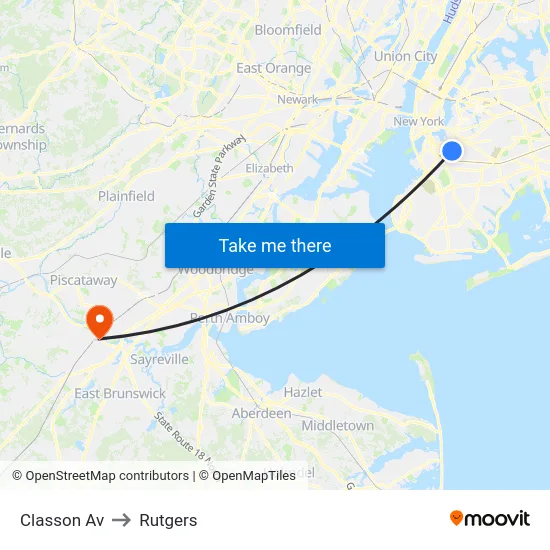 Classon Av to Rutgers map