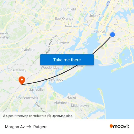 Morgan Av to Rutgers map