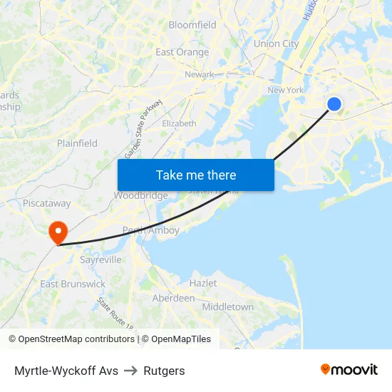 Myrtle-Wyckoff Avs to Rutgers map