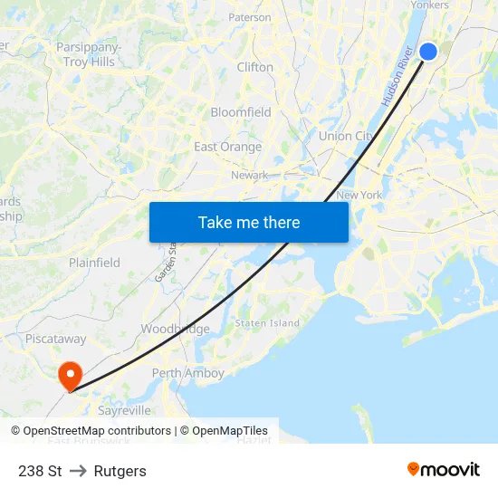 238 St to Rutgers map