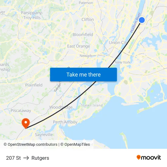 207 St to Rutgers map