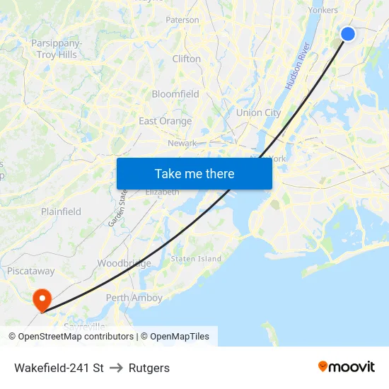 Wakefield-241 St to Rutgers map