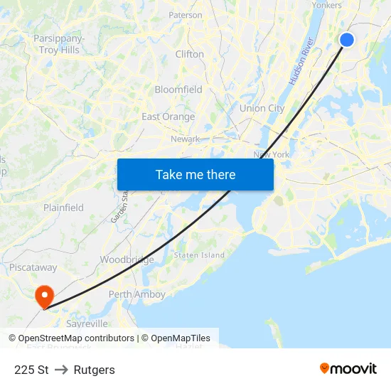 225 St to Rutgers map