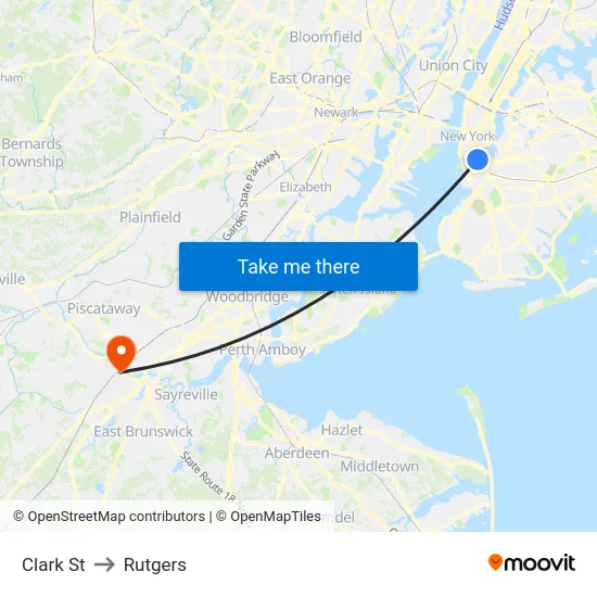 Clark St to Rutgers map