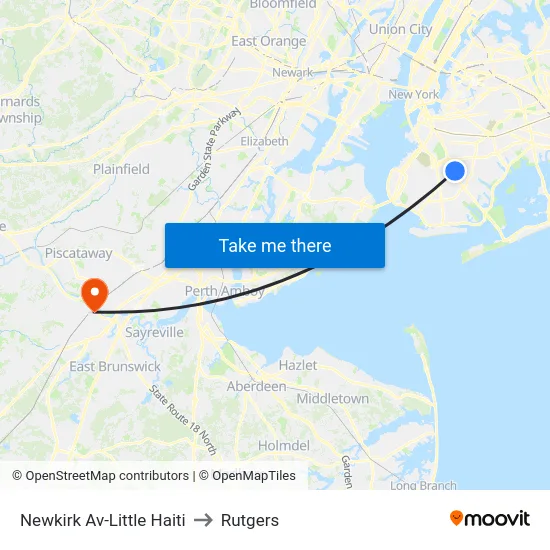 Newkirk Av-Little Haiti to Rutgers map
