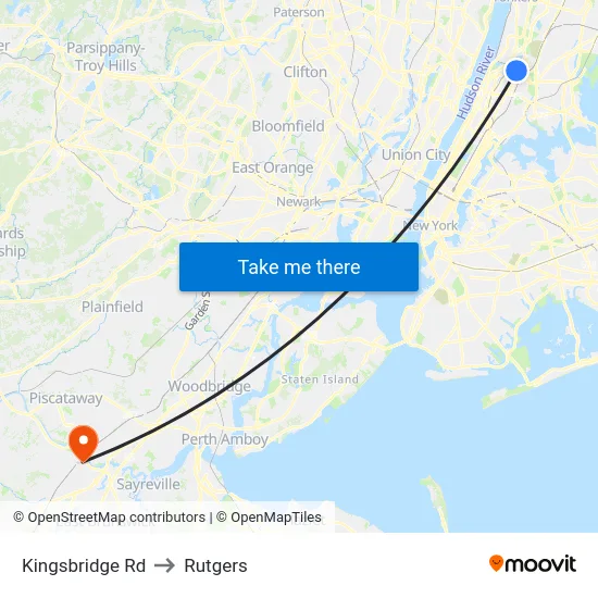 Kingsbridge Rd to Rutgers map