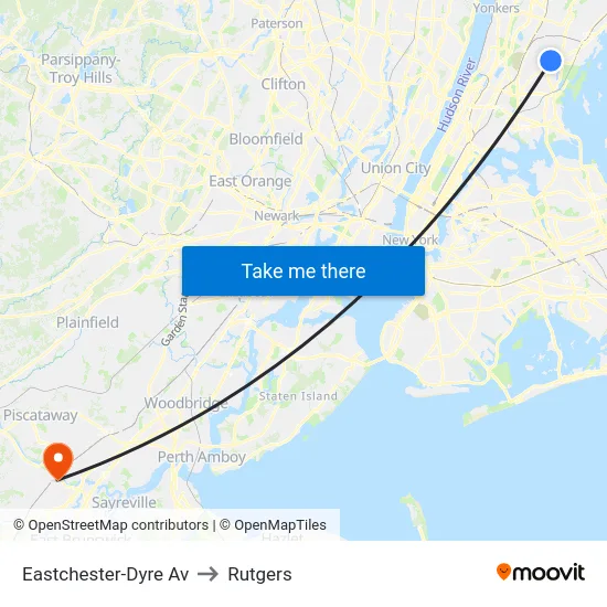 Eastchester-Dyre Av to Rutgers map