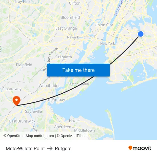 Mets-Willets Point to Rutgers map