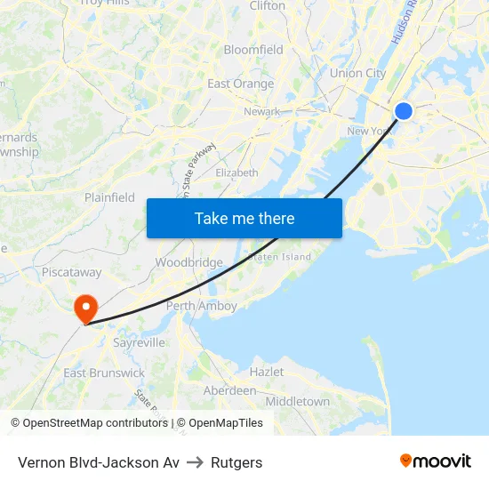 Vernon Blvd-Jackson Av to Rutgers map