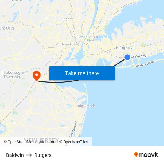 Baldwin to Rutgers map