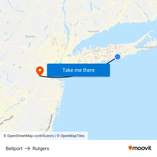 Bellport to Rutgers map