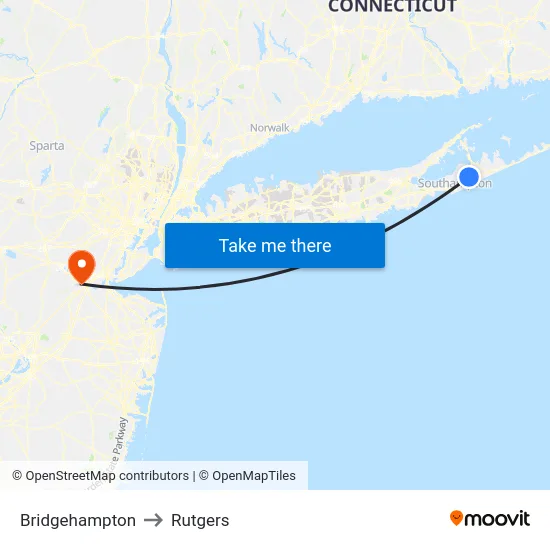 Bridgehampton to Rutgers map